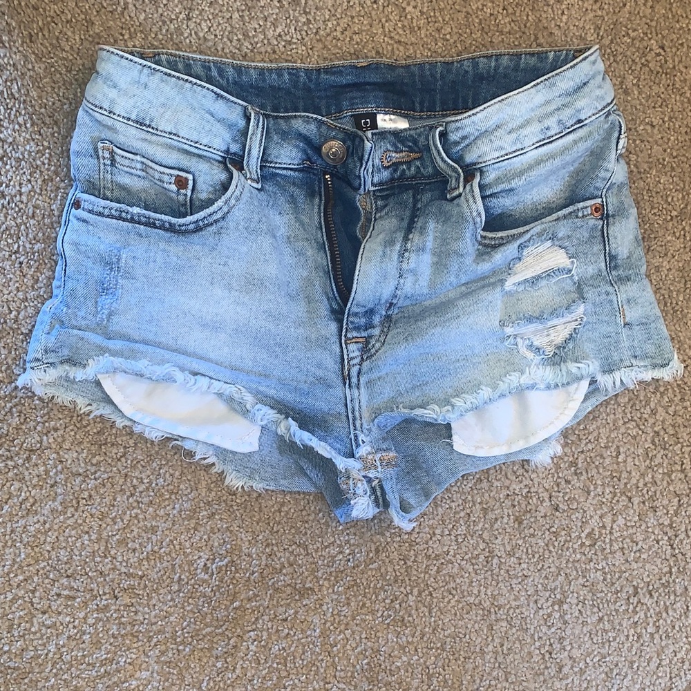 H&M Light Blue Distressed Jean Shorts